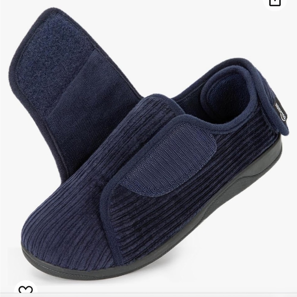 Velcro back openings slippers easy  to slip on (diabetic feet etc )